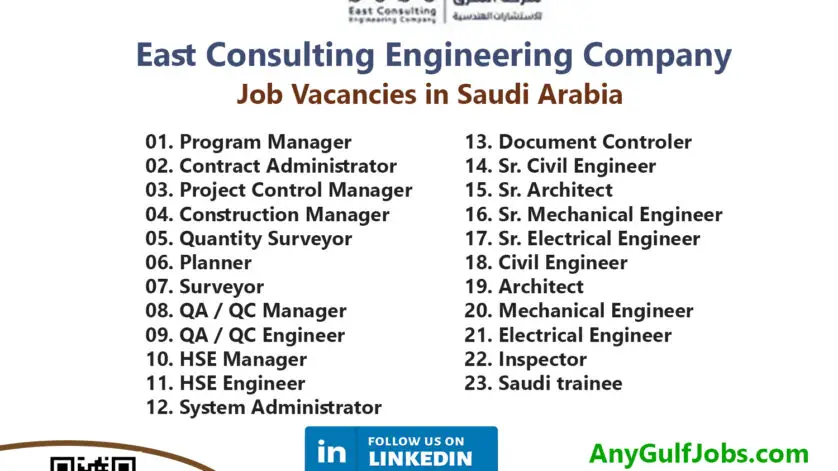 East Consulting Engineering Company Job Vacancies in Saudi Arabia