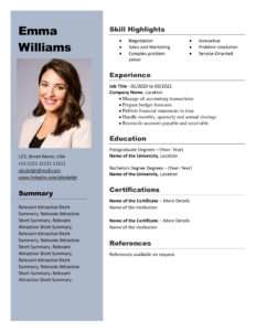 Free Download Professional CV Templates - Editable DOC - Emma