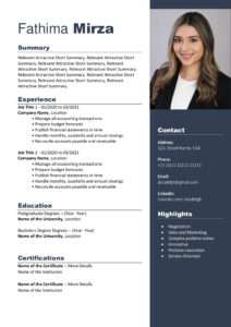 Fathima Mirza New Free Modern Updated CV Templates 1 Free Download Professional CV Templates - Editable DOC