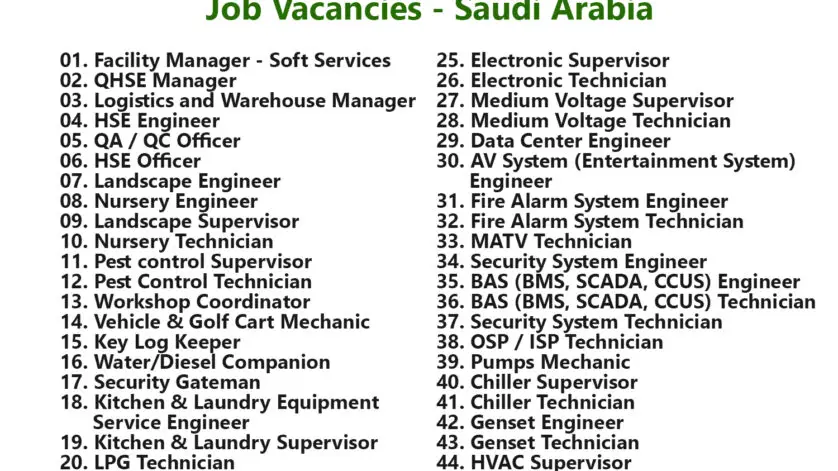 Innovative Facility Management Services: IFAS Job Vacancies - Saudi Arabia