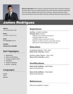 Free Download Professional CV Templates - Editable DOC - James Rodriguez