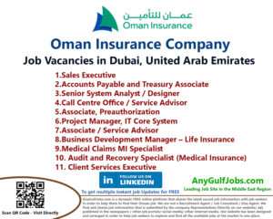 Oman Insurance Company Job Vacancies in Dubai, United Arab Emirates