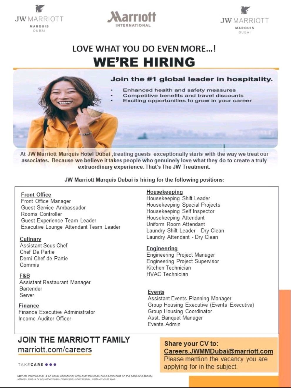 Marriott Job Vacancies - Dubai, United Arab Emirates Marriott - Dubai, United Arab Emirates