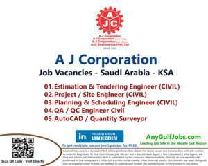 Multiple Job Vacancies  - A J Corporation Job Vacancies - Saudi Arabia - KSA