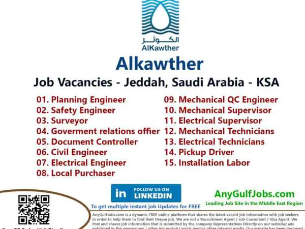 Alkawther Job Vacancies - Jeddah, Saudi Arabia - KSA