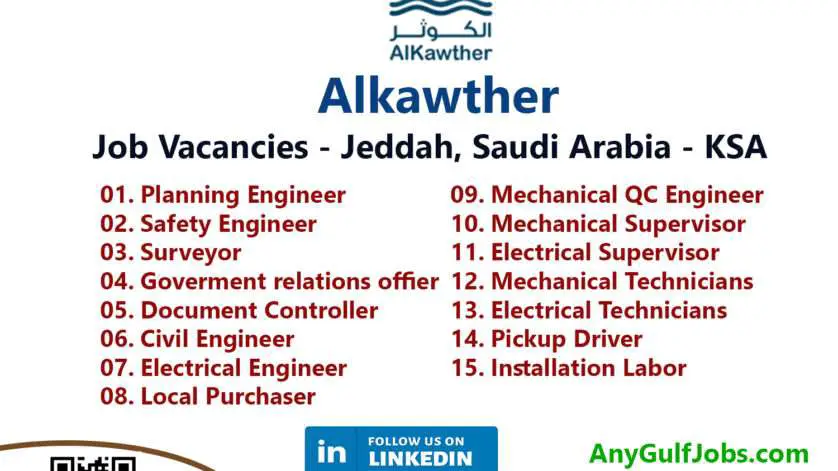 Alkawther Job Vacancies - Jeddah, Saudi Arabia - KSA