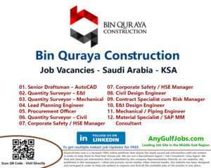 Multiple Job Vacancies  - Bin Quraya Construction Job Vacancies - Saudi Arabia - KSA