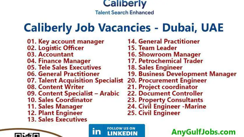Multiple Job Vacancies  - Caliberly Job Vacancies - Dubai, United Arab Emirates