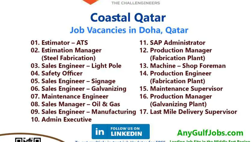 Coastal Qatar Job Vacancies in Doha, Qatar Also We are going to describe to you the ways to get a job in Coastal Qatar Job Vacancies in Doha, Qatar.