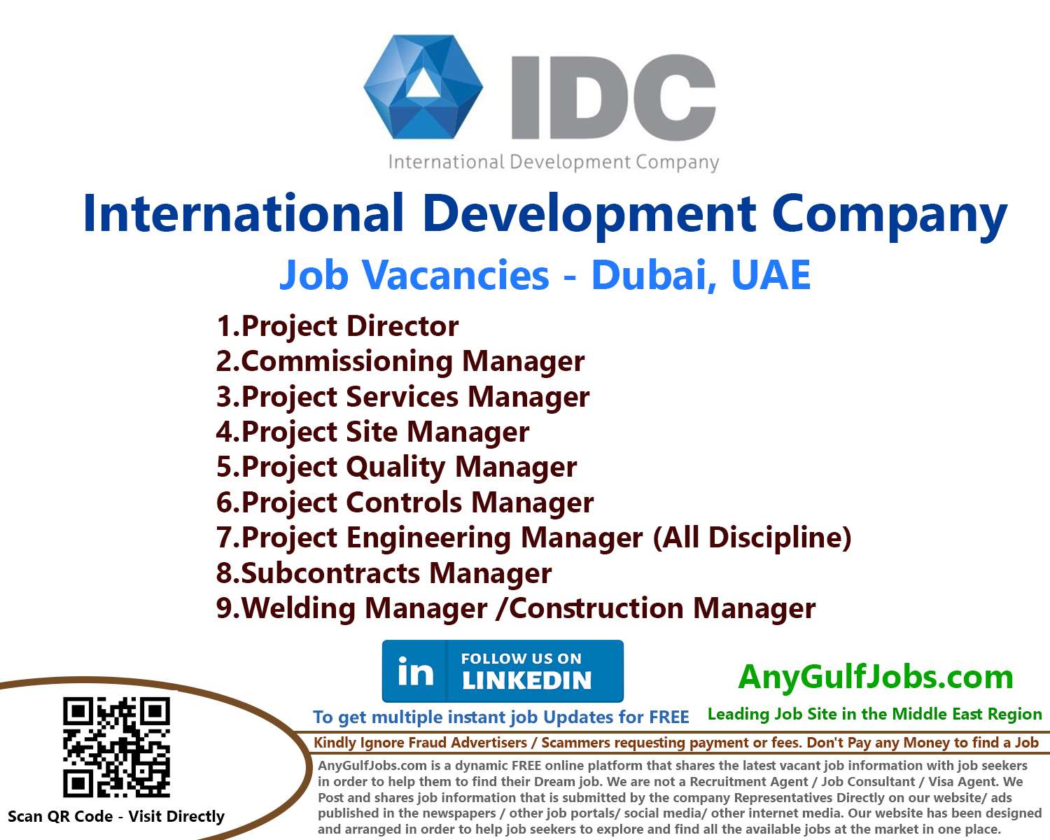 International Development Company Job Vacancies - Dubai, UAE, And Also We are going to describe to you the ways to get a job in International Development Company - Dubai, UAE.