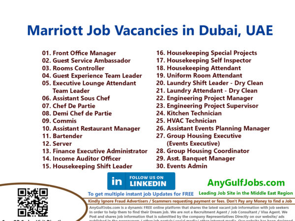 Marriott Job Vacancies in Dubai, United Arab Emirates Also We are going to describe to you the ways to get a job in Marriott Job Dubai, United Arab Emirates