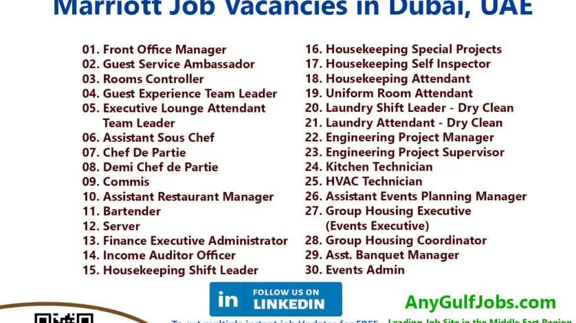 Marriott Job Vacancies in Dubai, United Arab Emirates Also We are going to describe to you the ways to get a job in Marriott Job Dubai, United Arab Emirates