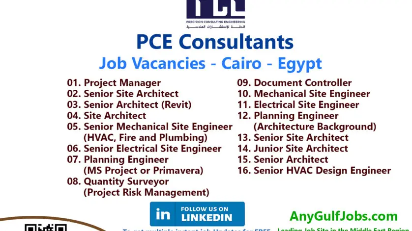 PCE Consultants Job Vacancies - Cairo - Egypt Also We are going to describe to you the ways to get a job in PCE Consultants - Cairo - Egypt