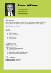 Free Download Professional CV Templates - Editable DOC - Rowan Atkinson