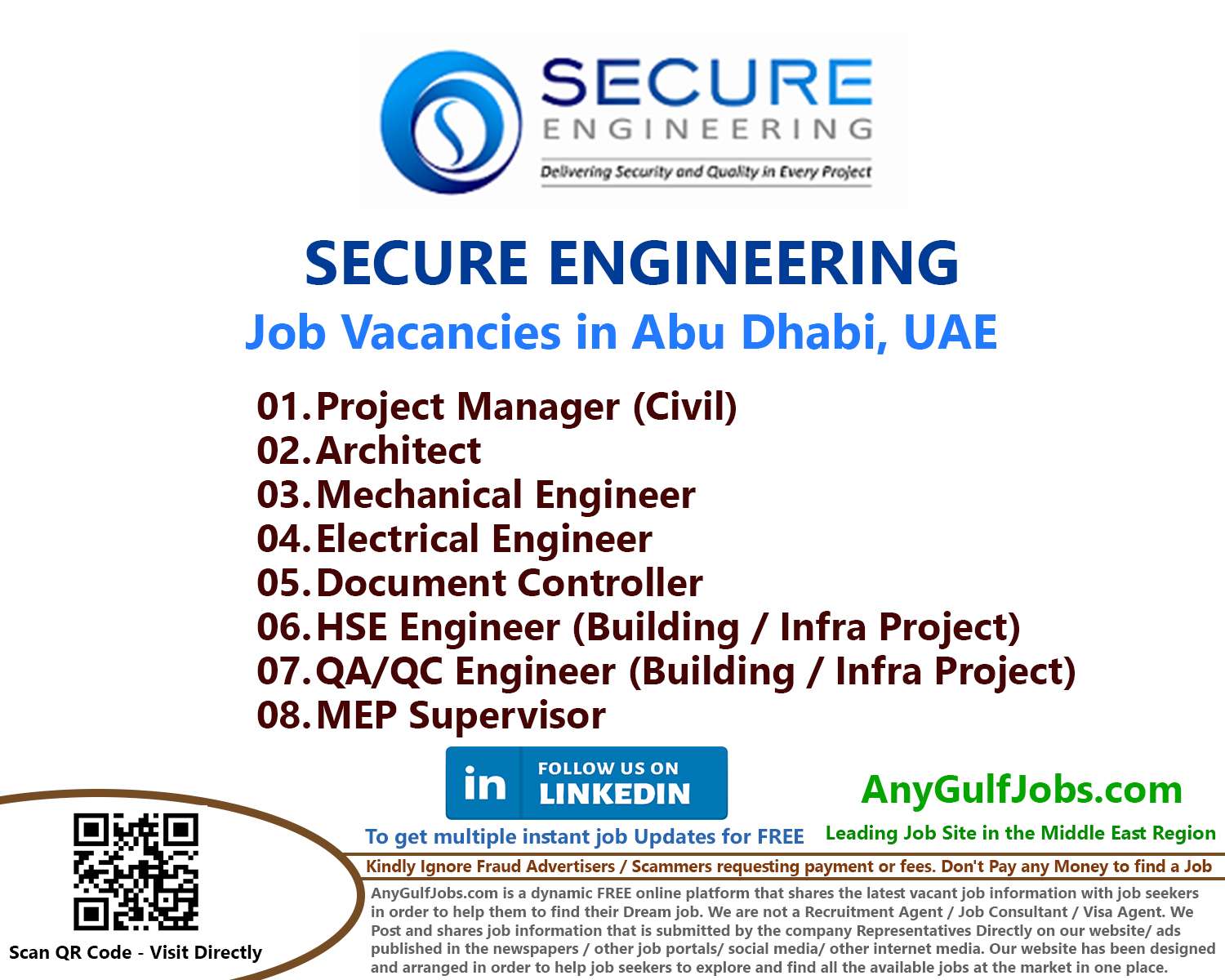 SECURE ENGINEERING Multiple Job Vacancies - Abu Dhabi, UAE  SECURE ENGINEERING - Abu Dhabi, UAE