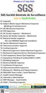 SGS Job Vacancies - Saudi Arabia - KSA