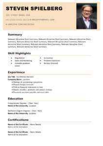 Free Download Professional CV Templates – Editable DOC – STEVEN-SPIELBERG