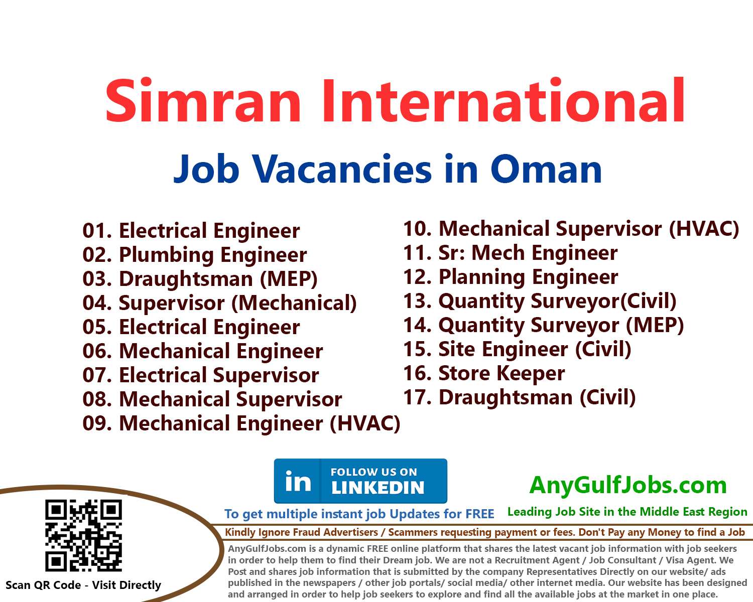 Simran International Job Vacancies in Oman Also We are going to describe to you the ways to get a job in Simran International in Oman.