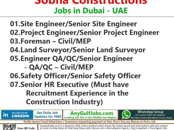 Sobha Constructions Job Vacancies - Dubai, UAE
