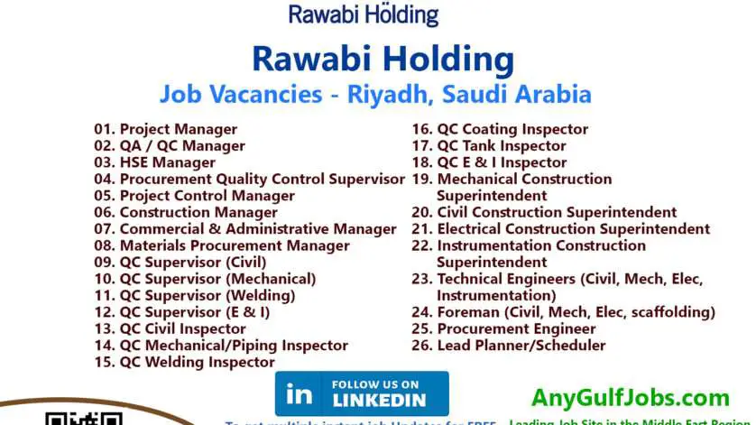 Rawabi Holding Job Vacancies - Riyadh, Saudi Arabia, And Also We are going to describe to you the ways to get a job in Rawabi Holding - Riyadh, Saudi Arabia.