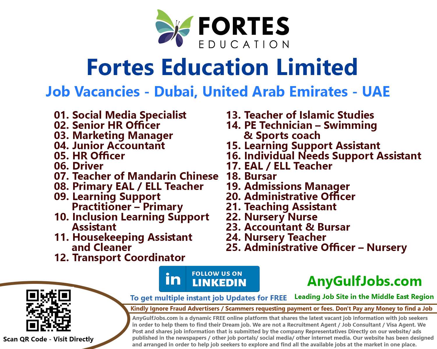 Fortes Education Limited Job Vacancies - Dubai, United Arab Emirates - UAE, And Also We are going to describe to you the ways to get a job in Fortes Education Limited  - Dubai, United Arab Emirates - UAE
