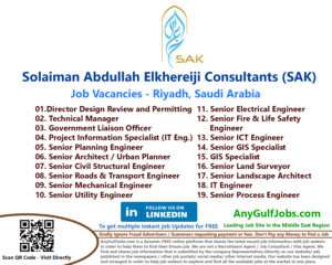 Solaiman Abdullah Elkhereiji Consultants (SAK) Job Vacancies - Riyadh, Saudi Arabia, And Also We are going to describe to you the ways to get a job in Solaiman Abdullah Elkhereiji Consultants (SAK) - Riyadh, Saudi Arabia