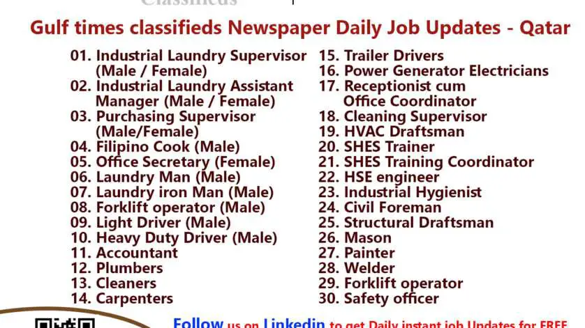 Gulf times classifieds Job Vacancies Qatar - 27 October 2022