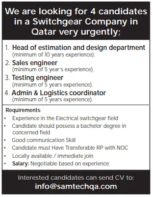 6 4 Gulf Times Classified Jobs - 06 Nov 2022
