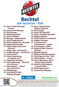 Bechtel Job Vacancies - KSA