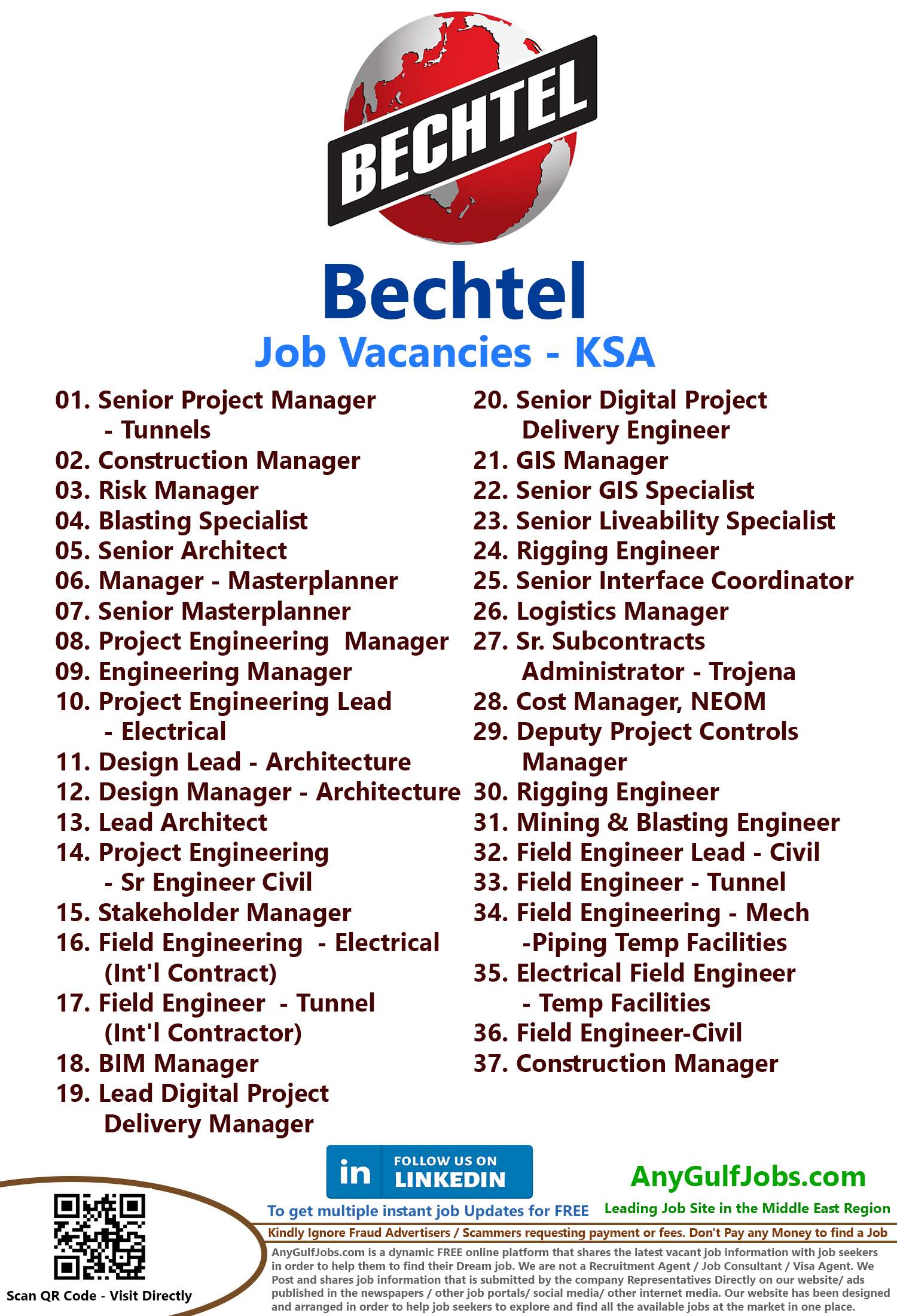 Bechtel Job Vacancies - KSA