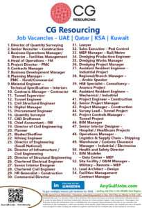 CG Resourcing Job Vacancies - UAE | Qatar | KSA | Kuwait