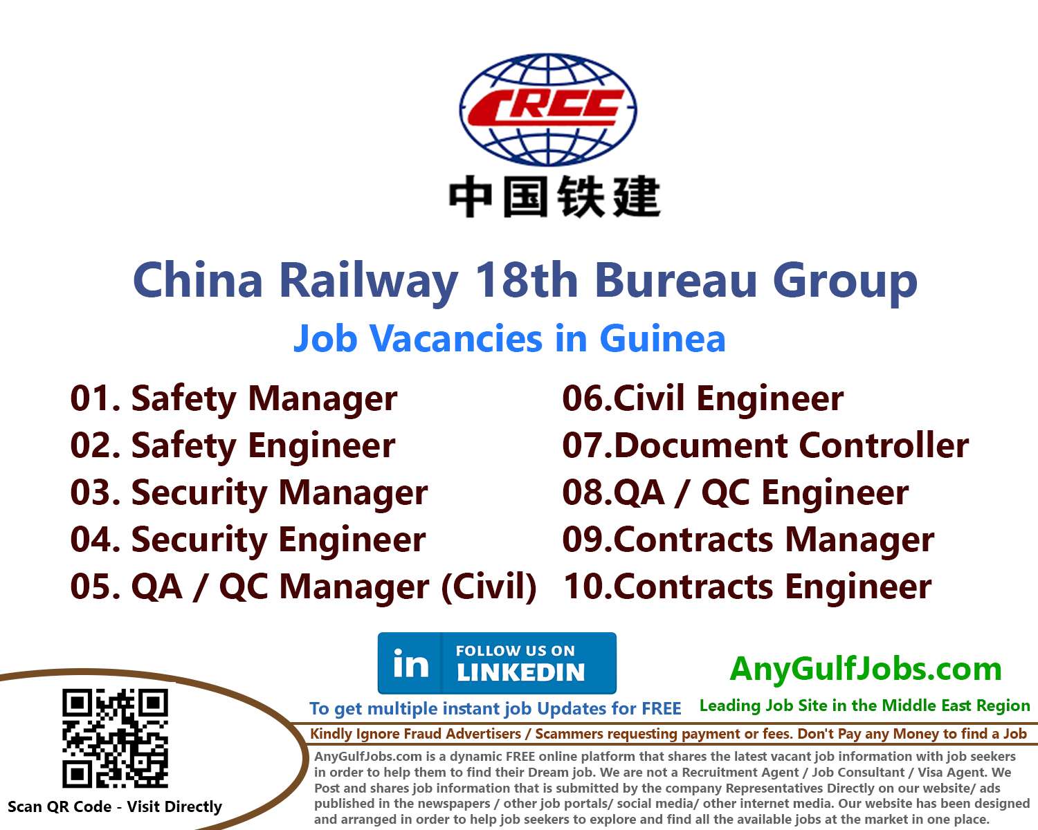 China Railway Guinea Job Vacancies