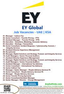 EY Global Job Vacancies - UAE | KSA