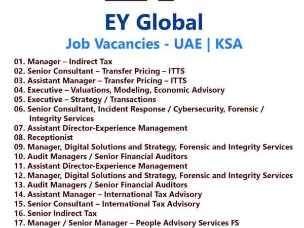 EY Global Job Vacancies - UAE | KSA