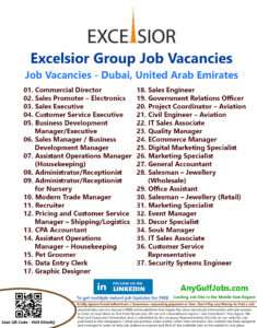 Excelsior Group Job Vacancies - Dubai, UAE