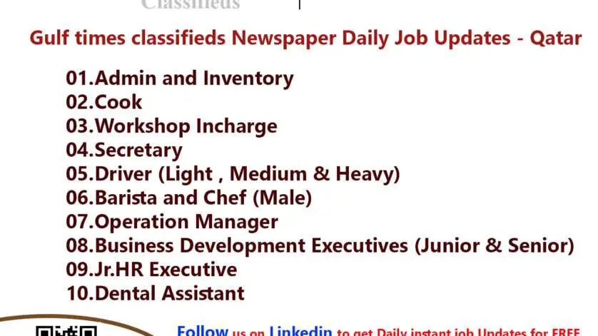 Gulf times classifieds Job Vacancies Qatar - 17 November 2022