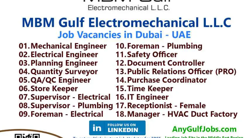 Multiple MBM Gulf Electromechanical L.L.C Job Vacancies