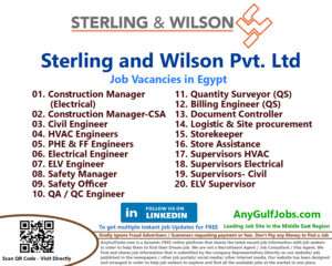 Sterling and Wilson Pvt. Ltd Multiple Job Vacancies