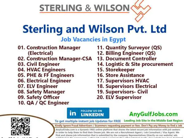 Sterling and Wilson Pvt. Ltd Multiple Job Vacancies