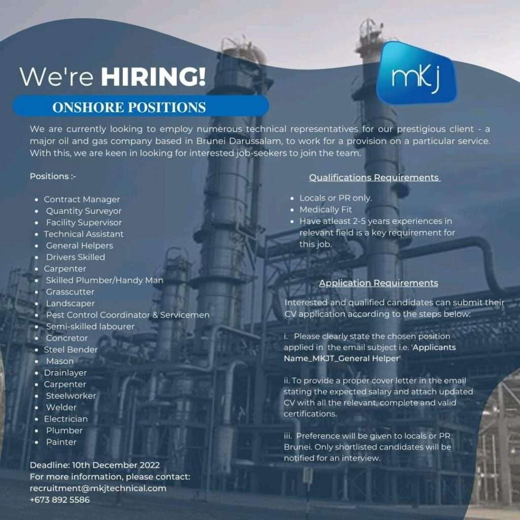 Multiple MKJ Technical Services Job Vacancies