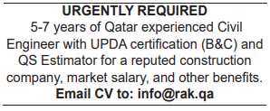 3 Gulf Times Classified Jobs - 01 Dec 2022