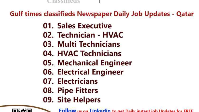 Gulf times classifieds Job Vacancies Qatar - 28 November 2022