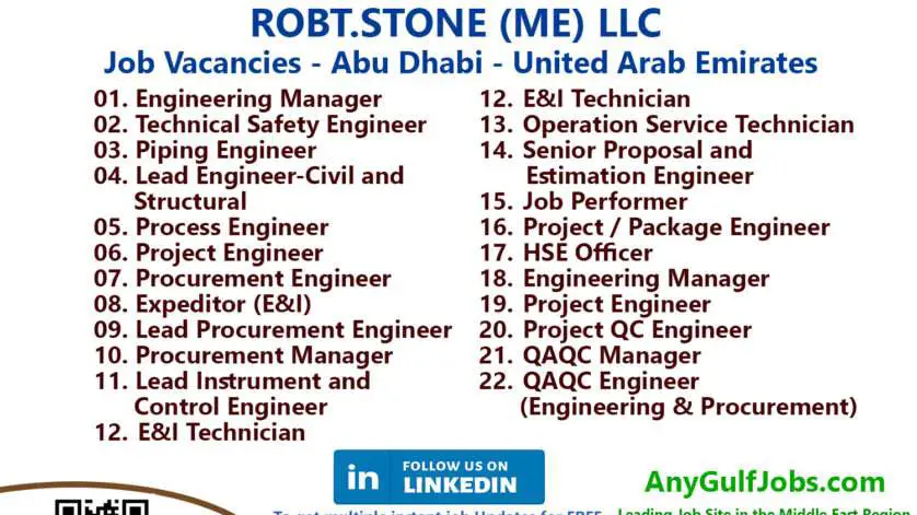 ROBT.STONE (ME) LLC Job Vacancies - Abu Dhabi - United Arab Emirates
