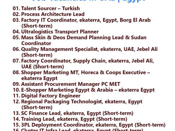 Unilever Job Vacancies - UAE | Egypt