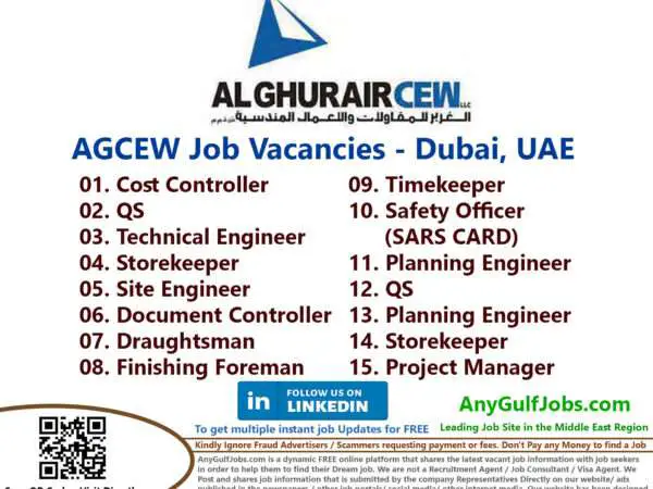 AGCEW Job Vacancies - Dubai, UAE