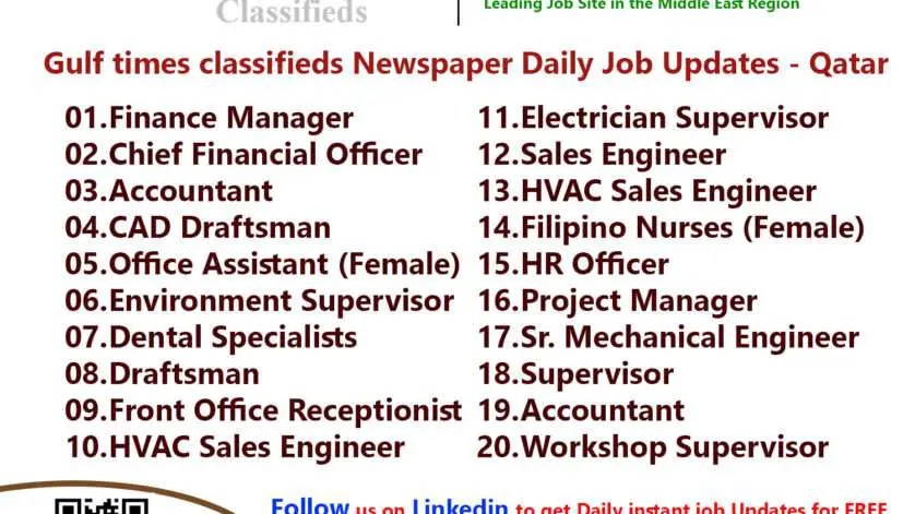 Gulf times classifieds Job Vacancies Qatar - 02 January 2023