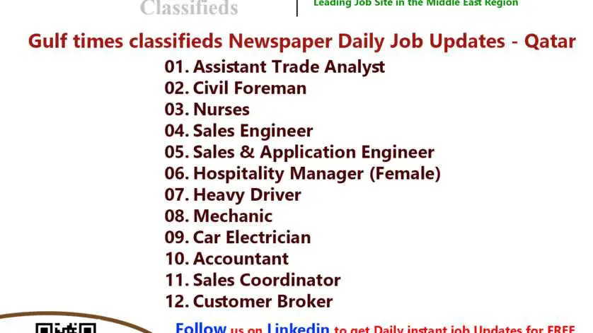 Gulf times classifieds Job Vacancies Qatar - 24 January 2023