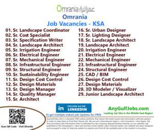 Omrania Job Vacancies - KSA