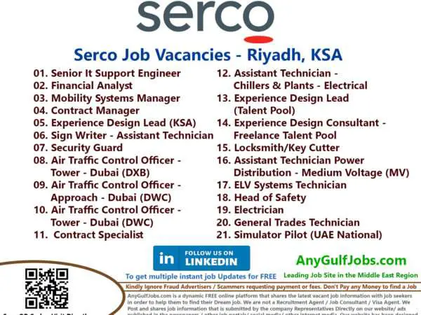 Serco Job Vacancies - Riyadh, KSA