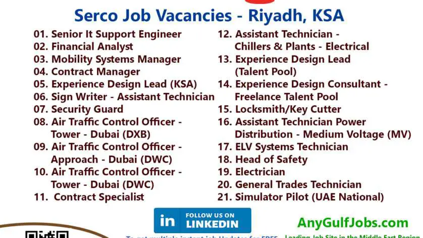 Serco Job Vacancies - Riyadh, KSA